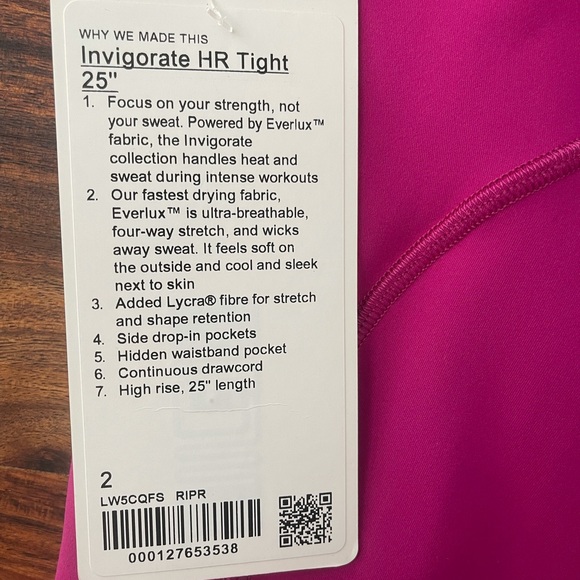 NWT LULU INVIGORATE Ripened Raspberry! - Picture 8 of 8